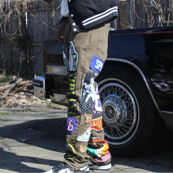 CUSTOM MADE PATCH WORK PANTS 1 of 1. HAND STITCHED - Picture 3 of 4